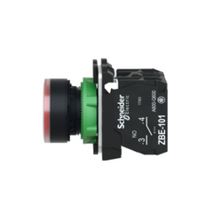Schneider Electric Harmony XB5 Illuminated Push Button Plastic Flush Red Ø22 Plain Lens for BA9s Bulb Spring Return <= 250V 1 NO + 1 NC XB5AW3465 - Slide 6
