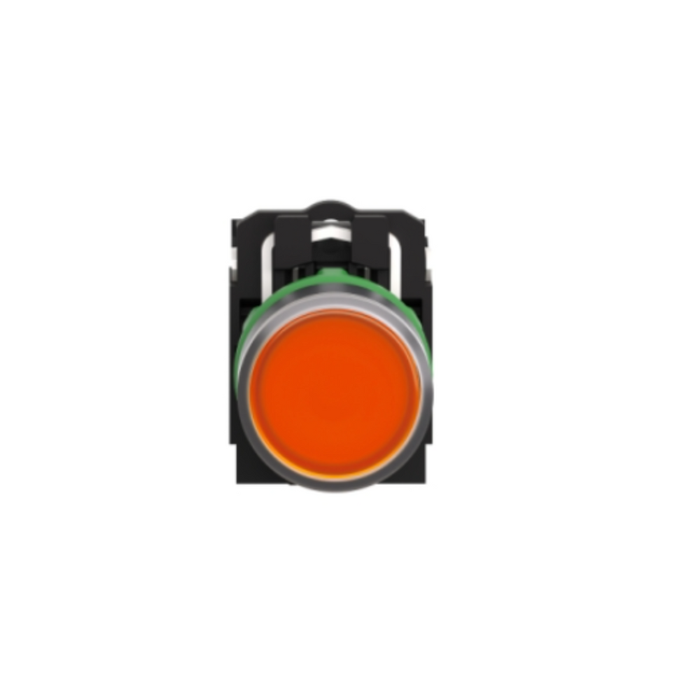 Schneider Electric Harmony XB5 Illuminated Push Button Plastic Flush Orange Ø22 Spring Return 24V AC/DC 1 NO + 1 NC XB5AW35B5