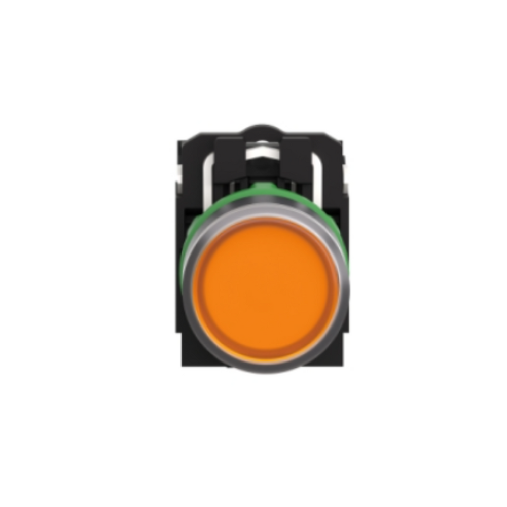 Schneider Electric Illuminated Push Button Plastic Flush Orange Ø22 Spring Return 110-120V AC 1 NO + 1 NC XB5AW35G5
