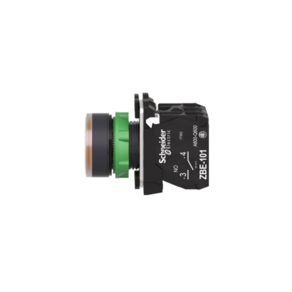 Schneider Electric Illuminated Push Button Plastic Flush Orange Ø22 Spring Return 110-120V AC 1 NO + 1 NC XB5AW35G5