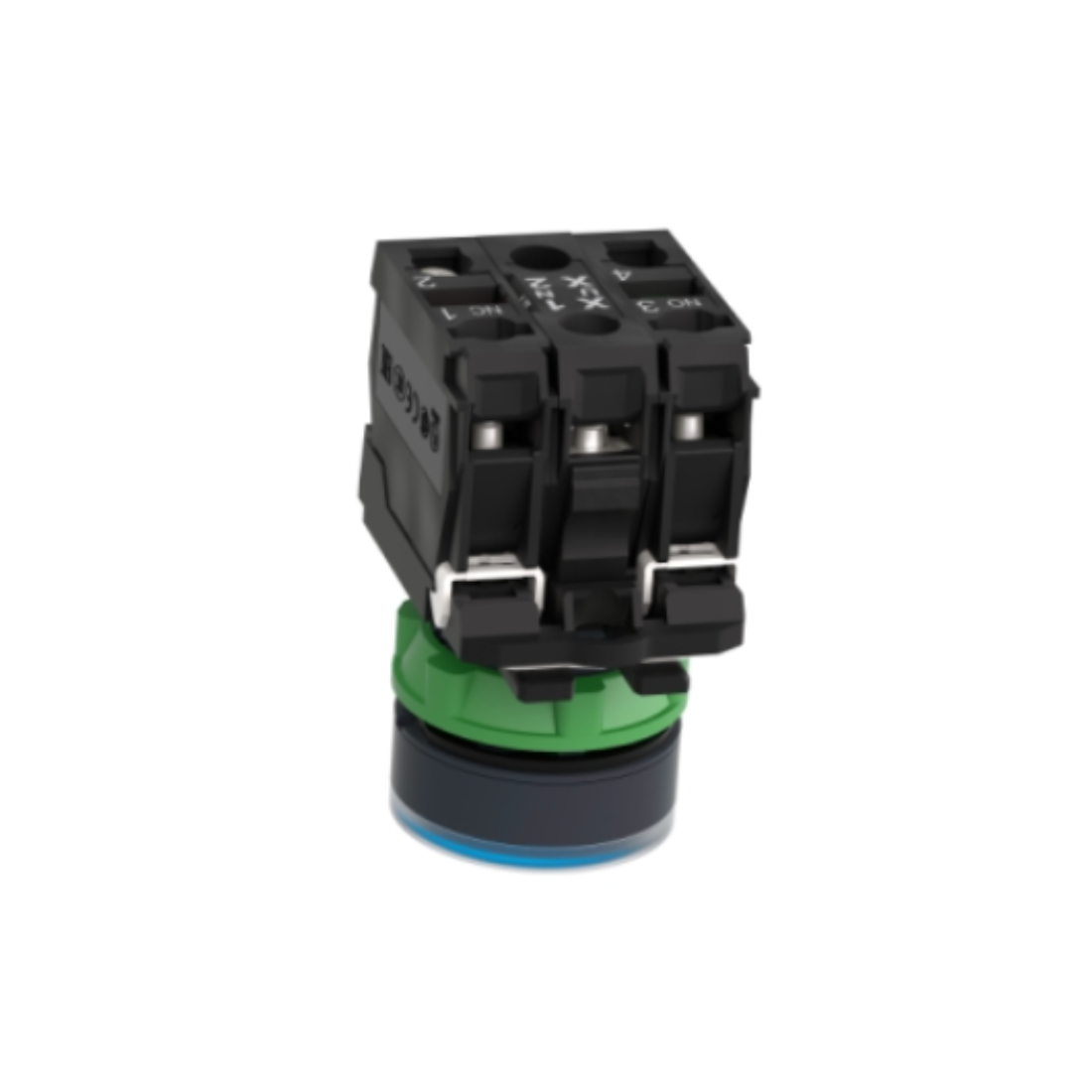 Schneider Electric Harmony XB5 Illuminated Push Button Plastic Flush Blue Ø22 Spring Return 230-240V AC 1 NO + 1 NC XB5AW36M5