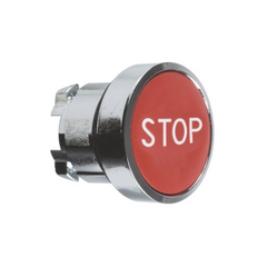 Schneider Electric Harmony XB4 Red Flush Push Button Head Ø22 Spring Return STOP ZB4BA434 - Slide 1