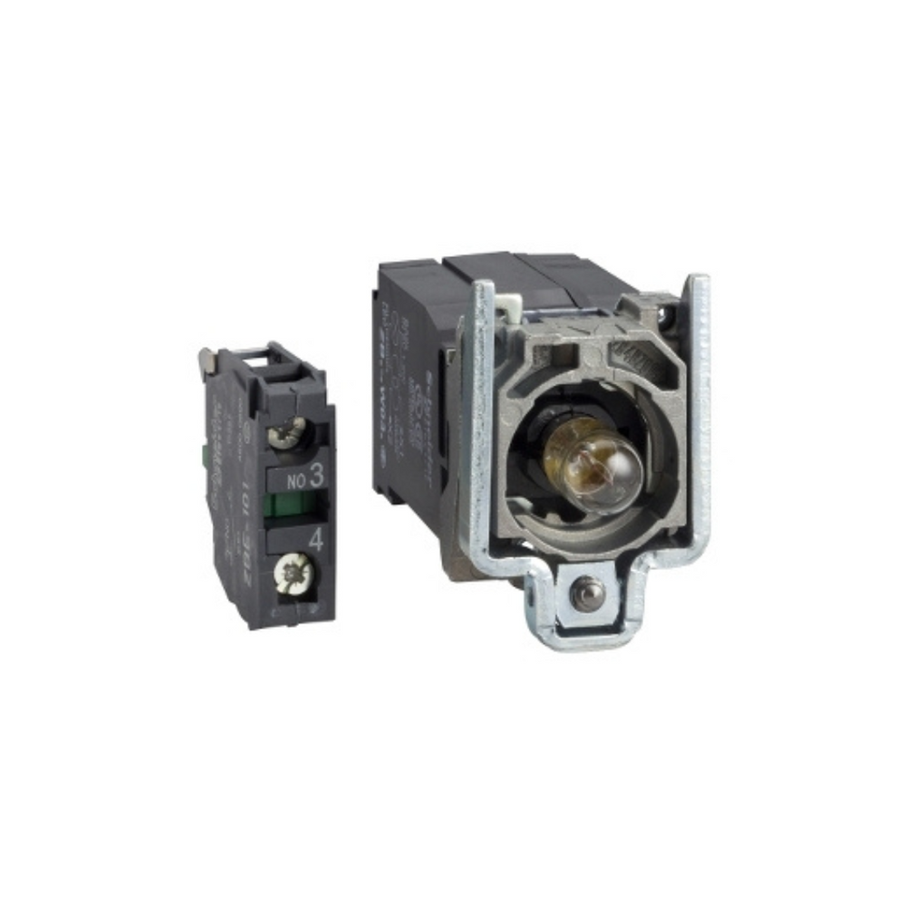 Schneider Electric Light Block with Body/Fixing Collar with BA9s Incandesc. Bulb 110-120V 1NO ZB4BW031