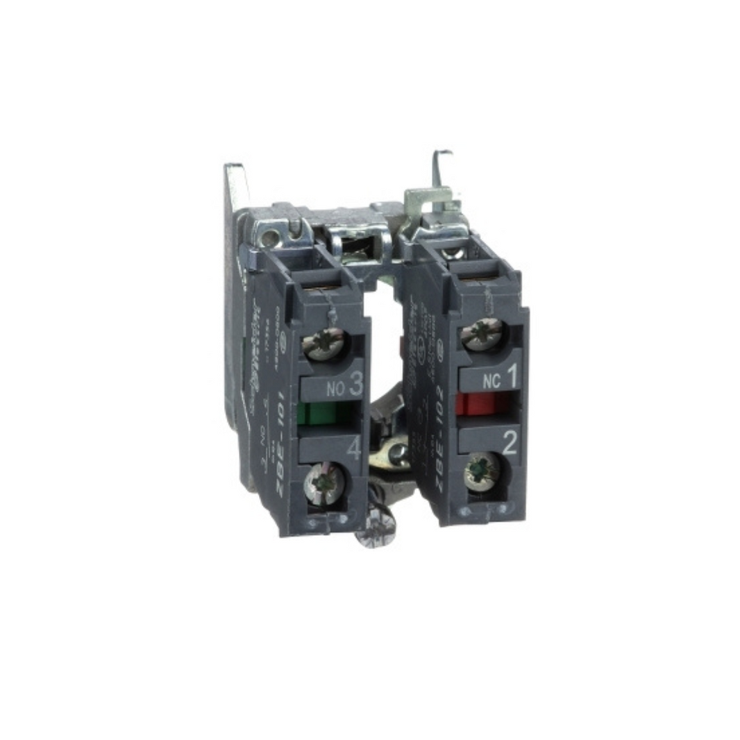 Schneider Electric Harmony XB4 Single Contact Block with Body/Fixing Collar 1NO + 1NC Screw Clamp Terminal ZB4BZ105