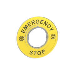 Schneider Electric Marked Legend Ø60 for Emergency Stop Plastic Yellow Marked EMERGENCY STOP ZBY9320 - Slide 1