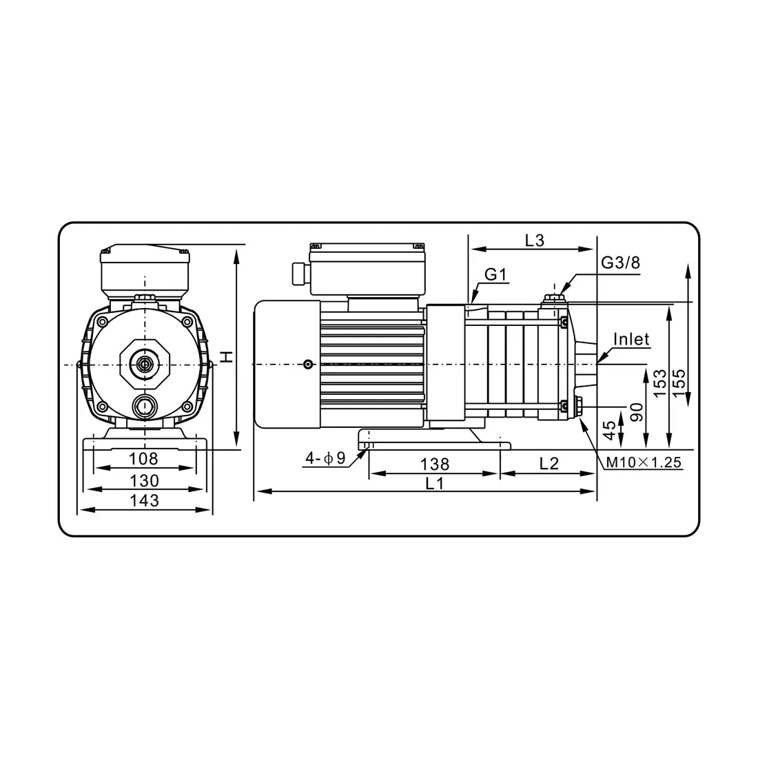 Spaino 1HP Single Phase Horizontal Centrifugal Multistage Water Pump GRAND HMP100