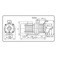 Spaino 3HP Three Phase Horizontal Centrifugal Multistage Water Pump GRAND HMP300T - Slide 2