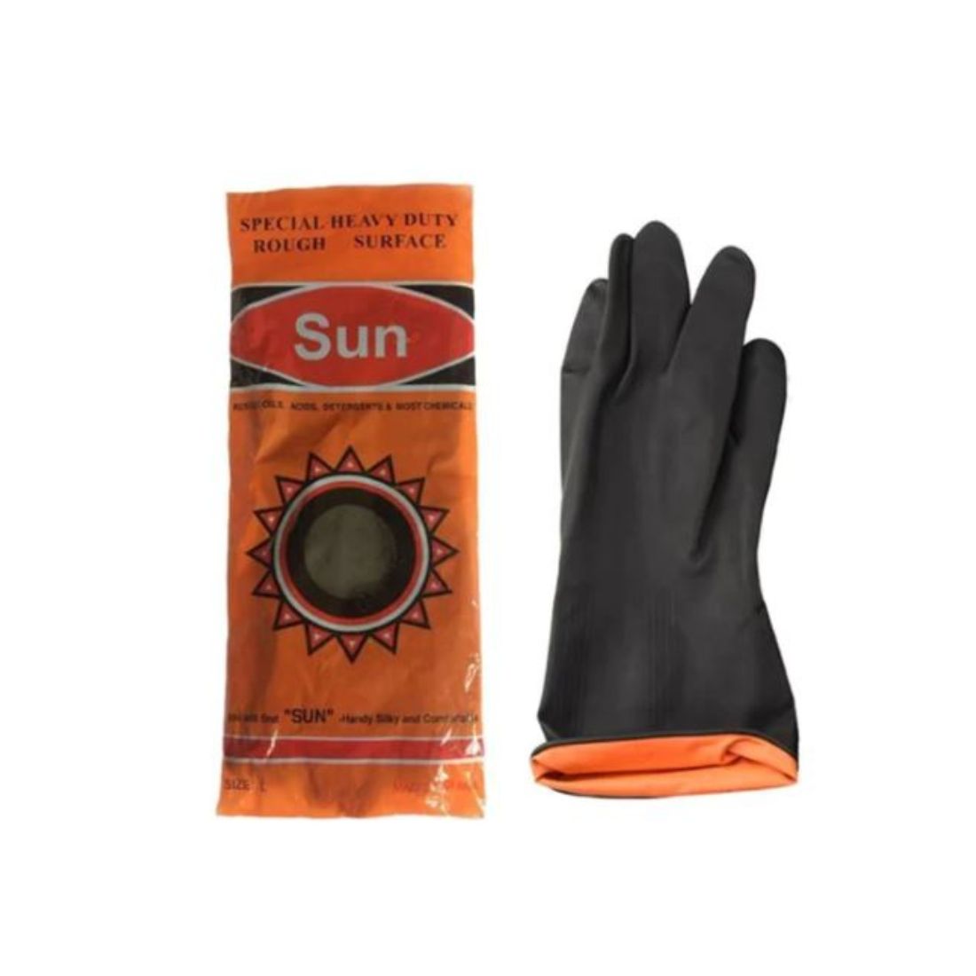 Sun Brand SUNB100 Latex Rubber Gloves - Black