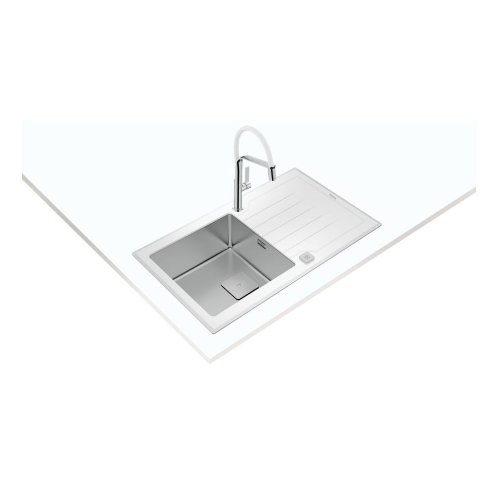 Teka Inset PureLine Glass Sink Diamond RS15 1B 1D 86 AUTO WH