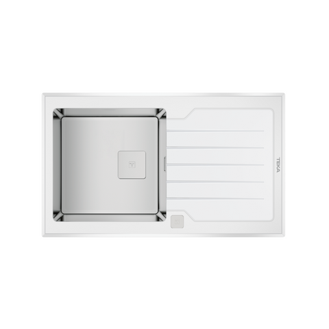 Teka Inset PureLine Glass Sink Diamond RS15 1B 1D 86 AUTO WH