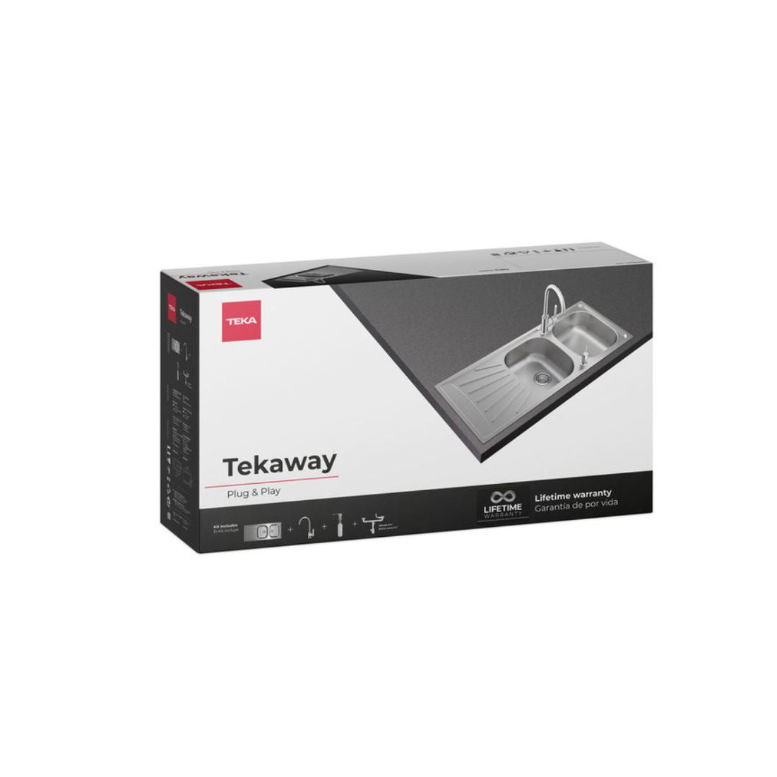 Teka Inset Two Bowls One Drainer Reversible Sink Tekaway Starbright 80 E-XN 2B 1D