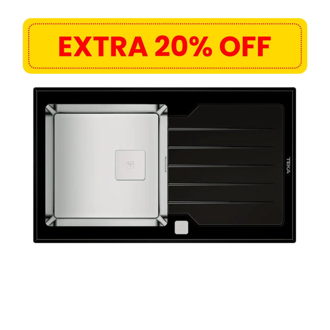 Extra 20% Off | Teka Diamond RS15 1B 1D 86 AUTO BK Glass Sink