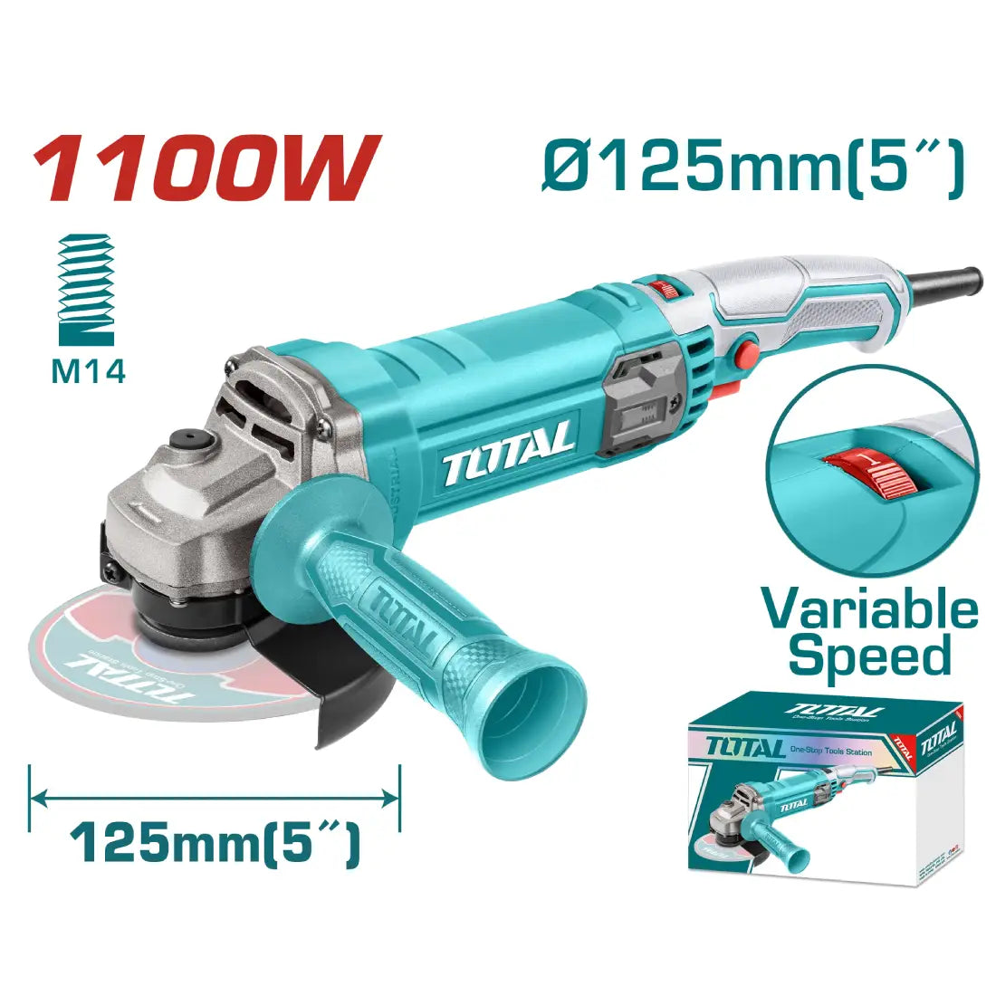 Total Tools Angle Grinder 1100W 125mm Disc Diameter TG110125565