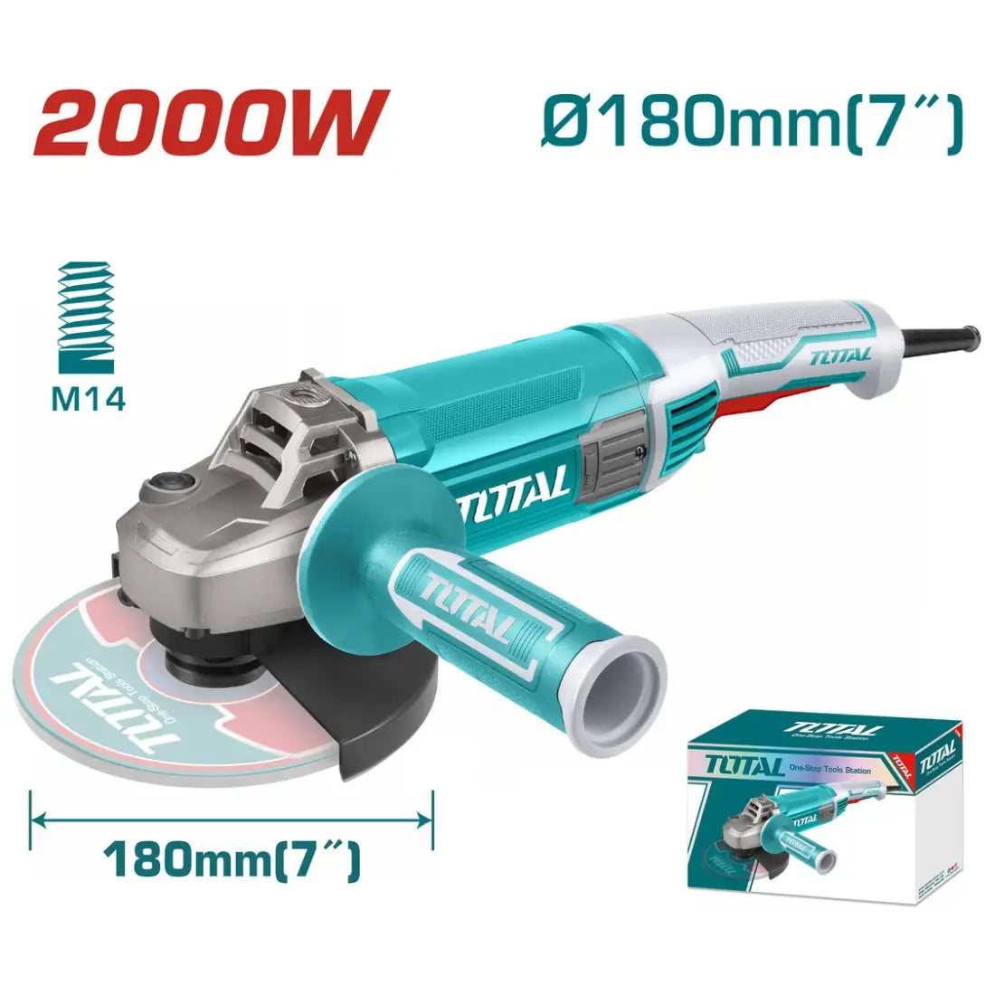 Total Tools Angle Grinder 2000W 180mm Disc Diameter TG12018026
