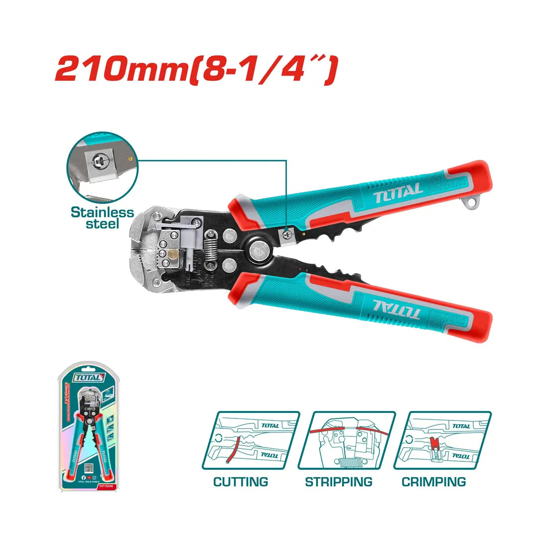 Total Tools Automatic Wire Stripper 210mm THT15246