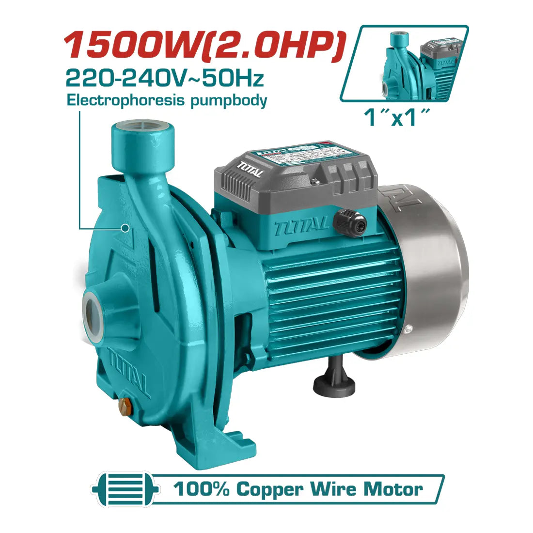 Total Tools Centrifugal Water Pump 2.0HP Copper Wire Motor TWP215006