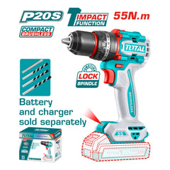 Total Tools Compact Brushless Cordless Impact Drill 20V 55Nm Torque TIDLI205581 - Slide 2