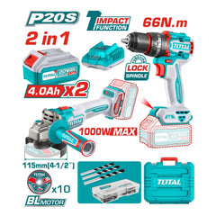 Total Tools Cordless 2 pcs Combo Kit TCKLI20273 - Slide 1
