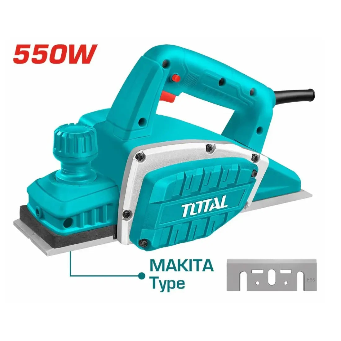Total Tools Electric Planer 550W Heavy Duty Aluminum Base TL5508216