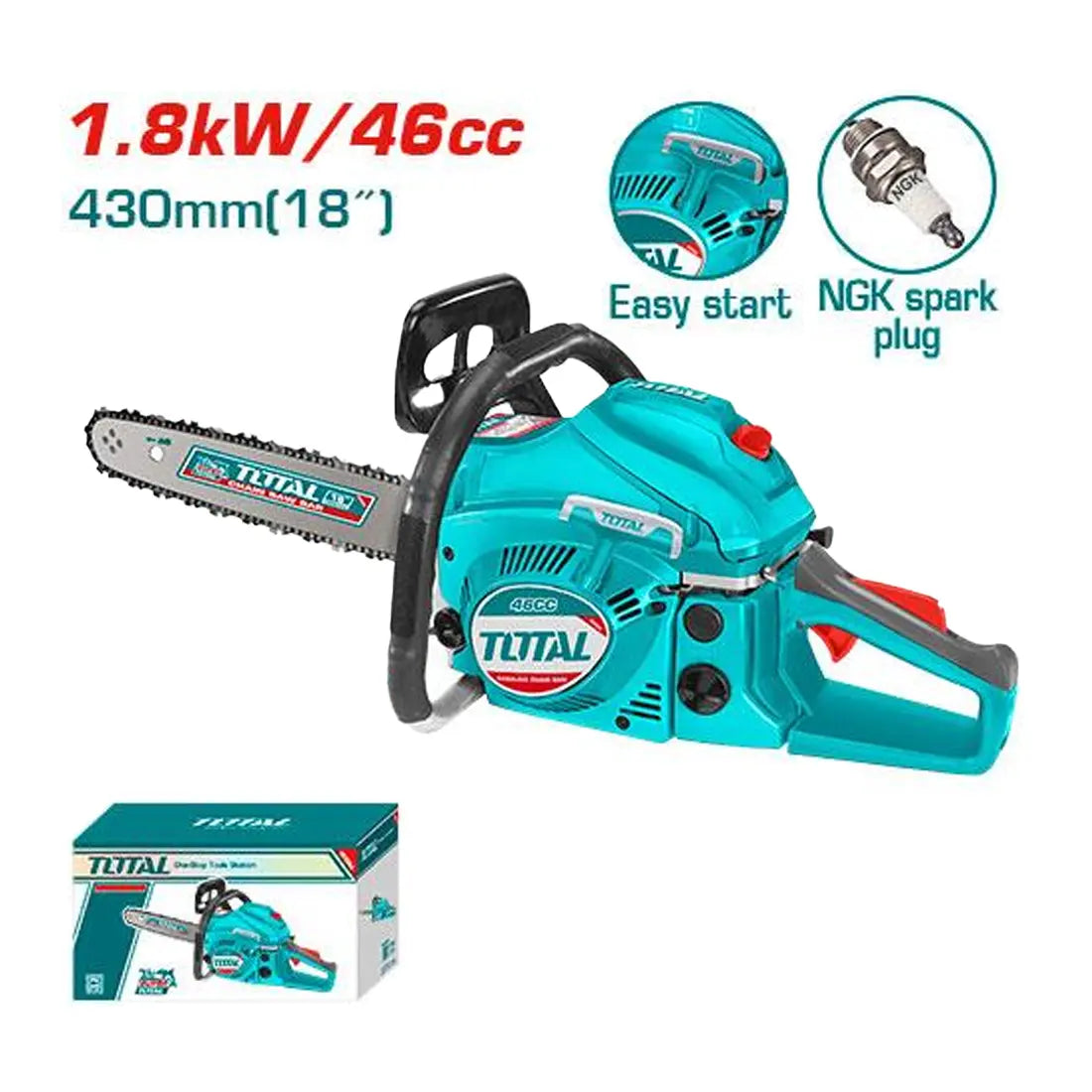 Total Tools Gasoline Chain Saw Powerful 2 Stroke Motor TG5451811