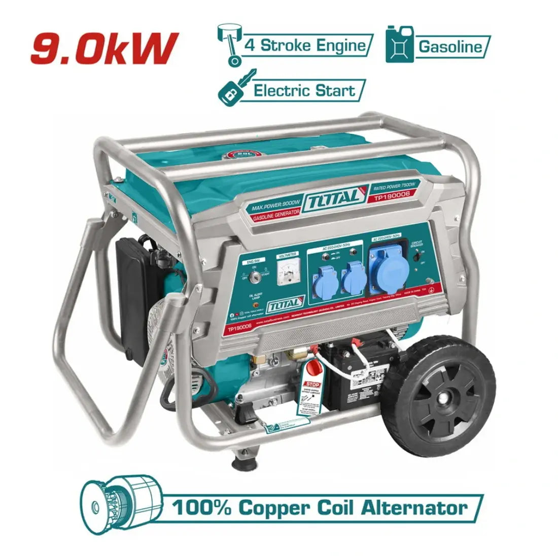 Total Tools Gasoline Generator 9.0kW Maximum Output TP190006