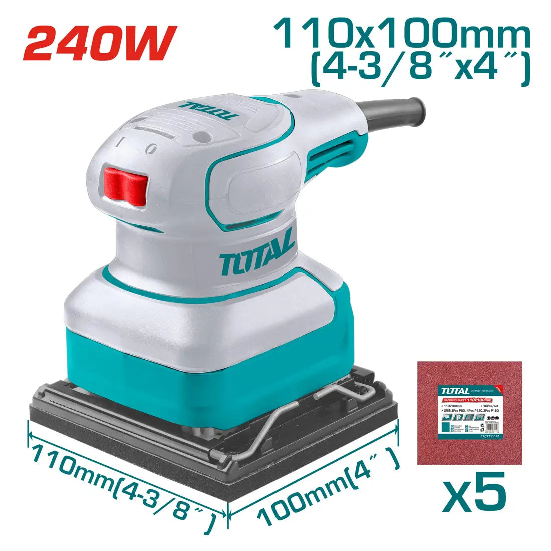 Total Tools Palm Sander 240W 110mmx100mm Bottom Base TF2241108