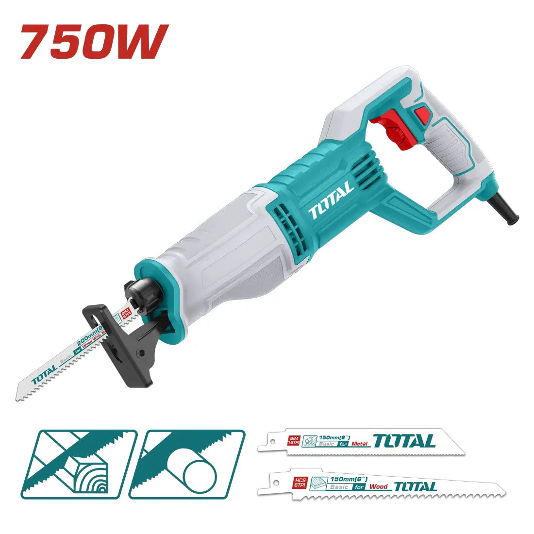 Total Tools Reciprocating Saw 750W 900-3300rpm No-load Speed TS100756