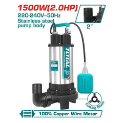 Total Tools Sewage Submersible Pump 1500W Stainless Steel Body TWP7150026 - Slide 2