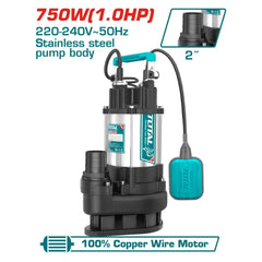 Total Tools Sewage Submersible Pump 750W Stainless Steel Body TWP775016 - Slide 2