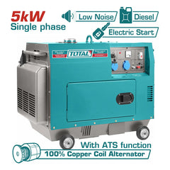 Total Tools Silent Diesel Generator 5.0kW Maximum Output TP250001-8 - Slide 2