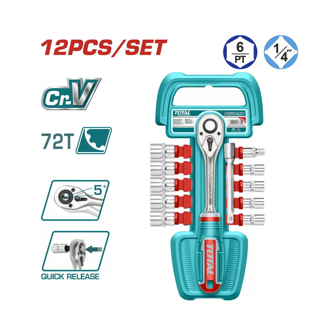 Total Tools Socket Set 12 Pcs 1/2 Inch THT141121 in Dubai, UAE - NQCART