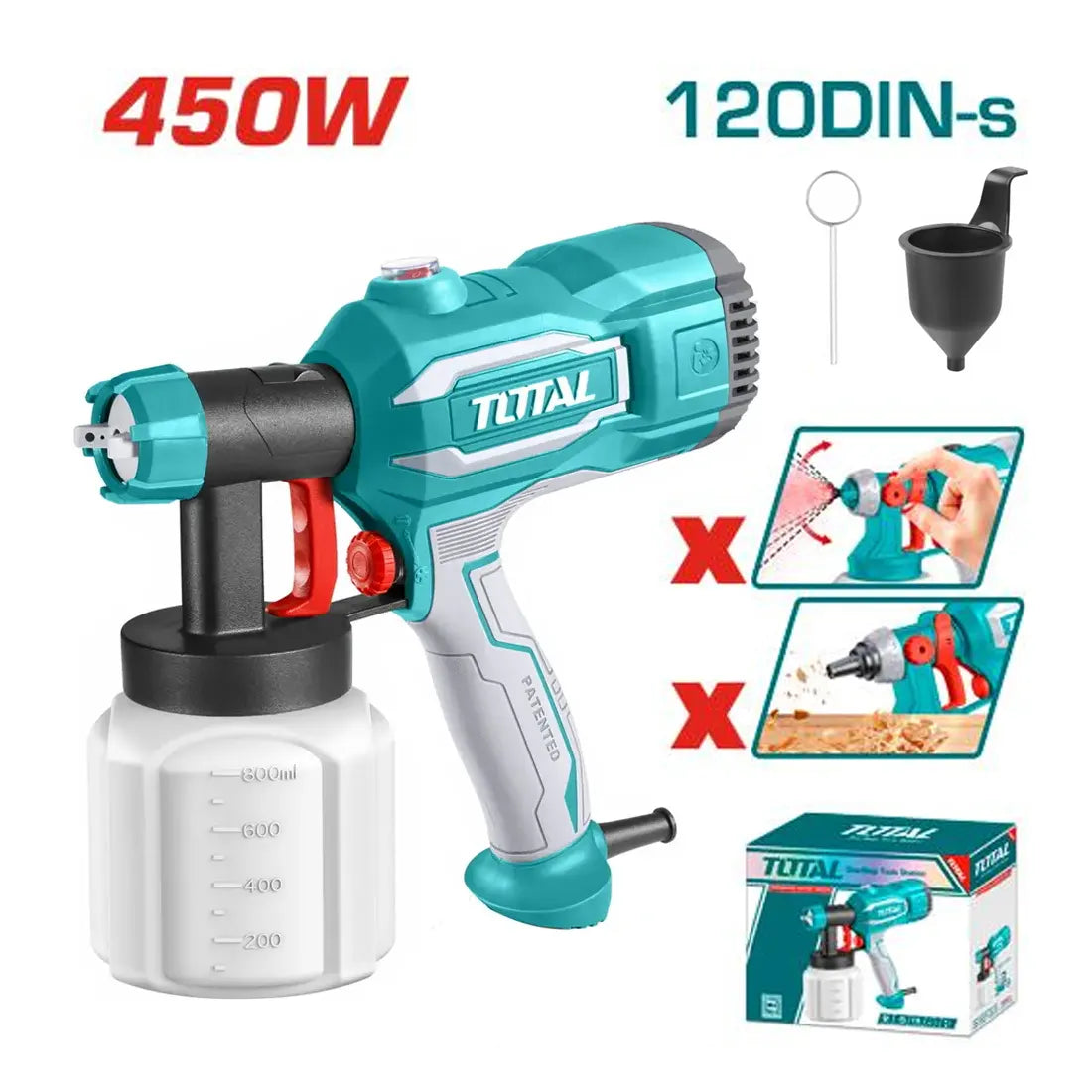 Total Tools Spray Gun 450W 800ml Container Capacity TT3506