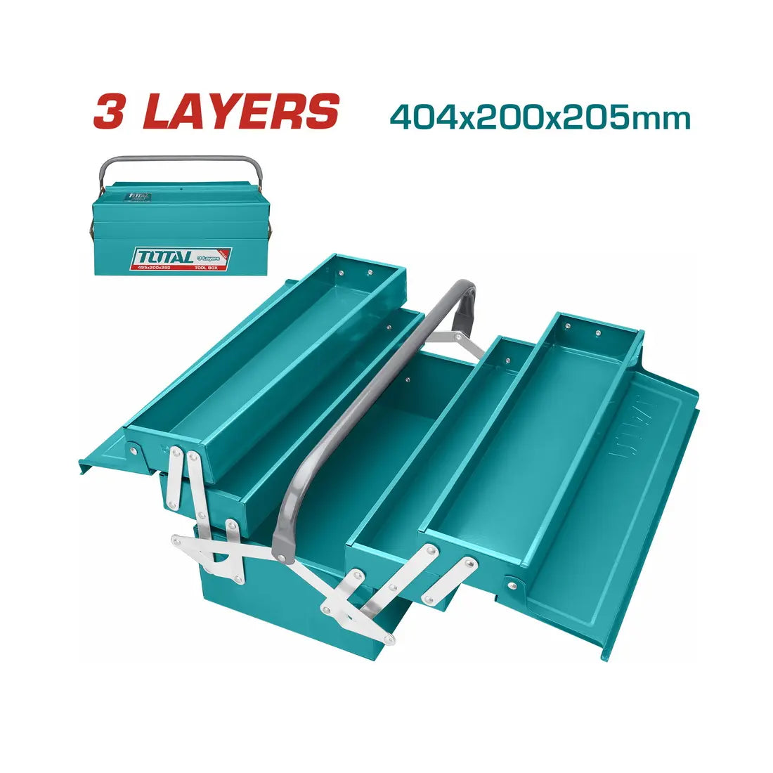 Total Tools Steel 3 Layers Tool Box 404x200x205mm THT10702