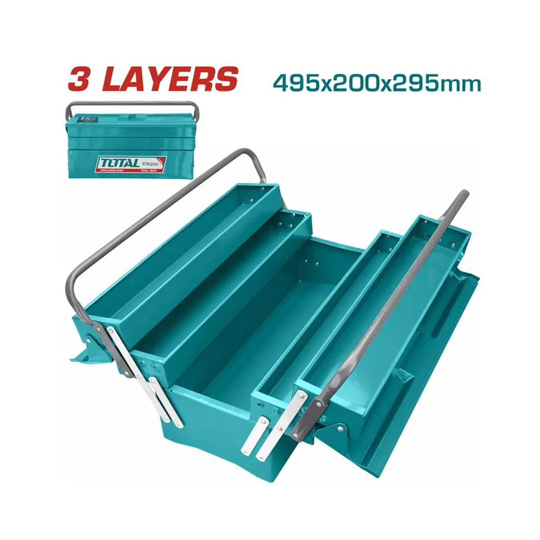 Total Tools Steel 3 Layers Tool Box 495x200x295mm THT10701