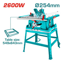 Total Tools Table Saw 2600W 254x25.4mm Size Blade TS526043 - Slide 2