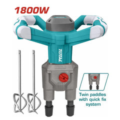 Total Tools Twin Paddle Mixer 1800W Hex13 Mixing Pad Thread TD616006 - Slide 2