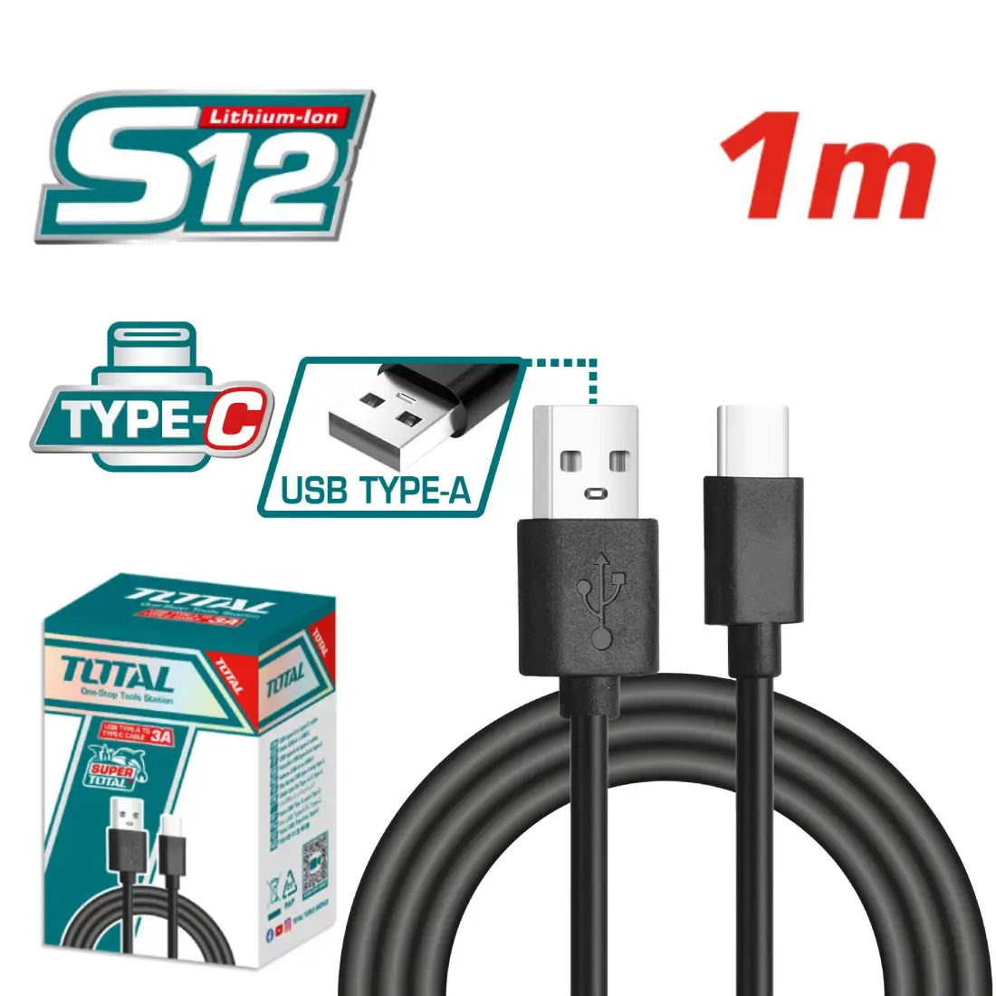 Total Tools USB Type-A to Type-C Cable 1 Meter TIUCC01
