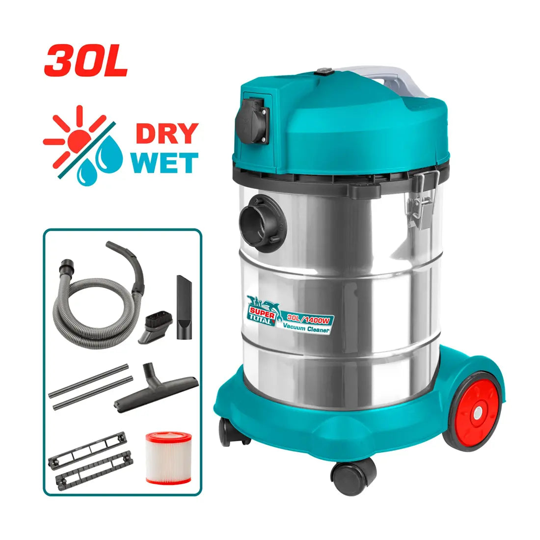 Total Tools Vacuum Cleaner 1400W 30L Dust Capacity TVC14301