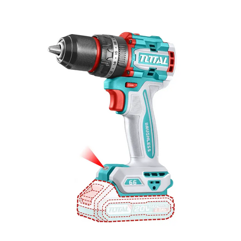Total Tools Compact Brushless Cordless Impact Drill 20V 66Nm Torque TIDLI20668