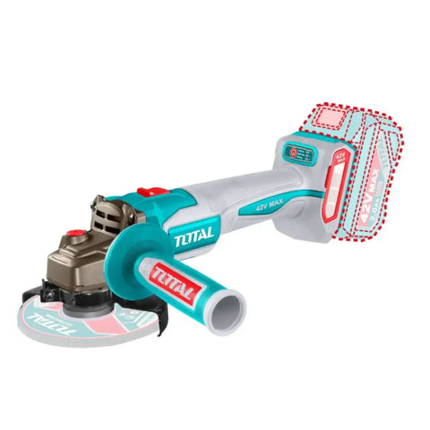Total Tools Cordless Angle Grinder 42V 115mm Disc Diameter TAGLI4108112