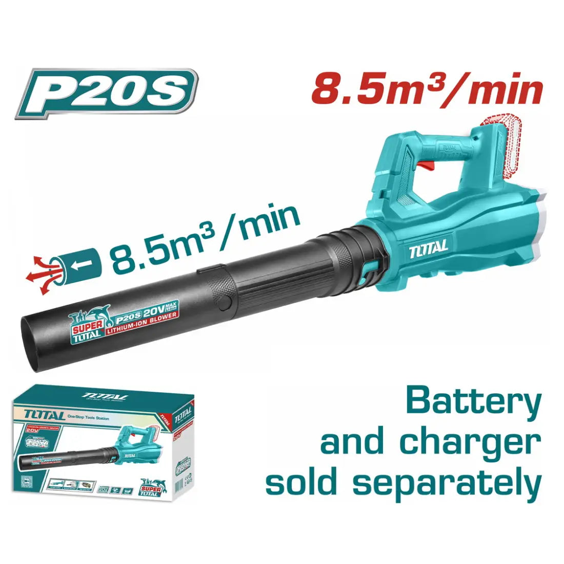 Total Tools Cordless Blower 20V 115km/h Maximum Air Speed TABLI20323