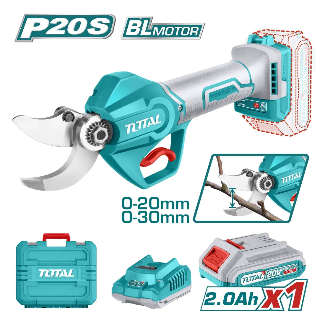 Total Tools Cordless Gauge Straight Shear 20V 20mm/30mm Cutting Diameter TSSLI203083