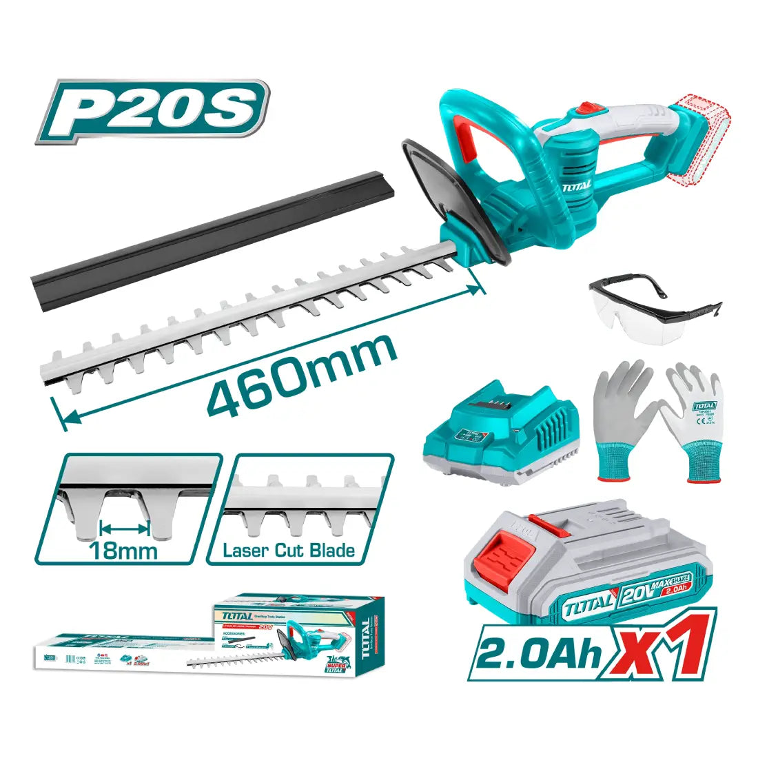 Total Tools Cordless Hedge Trimmer 20V 18mm Diameter THTLI20461