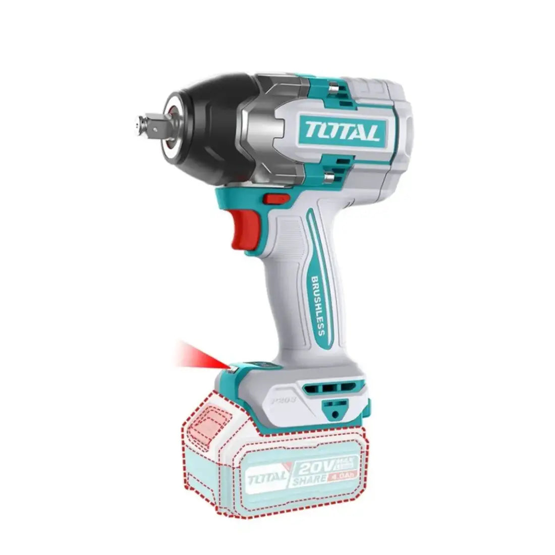 Total Tools Cordless Impact Wrench 20V 850Nm Torque TIWLI2085