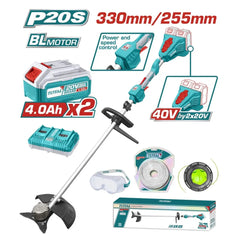 Total Tools Cordless String Trimmer and Brush Cutter 40V 330mm/255mm Diameter TSTLI200285 - Slide 2