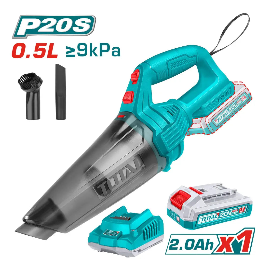 Total Tools Cordless Vacuum Cleaner 20V 0.5L Capacity TVLI20126