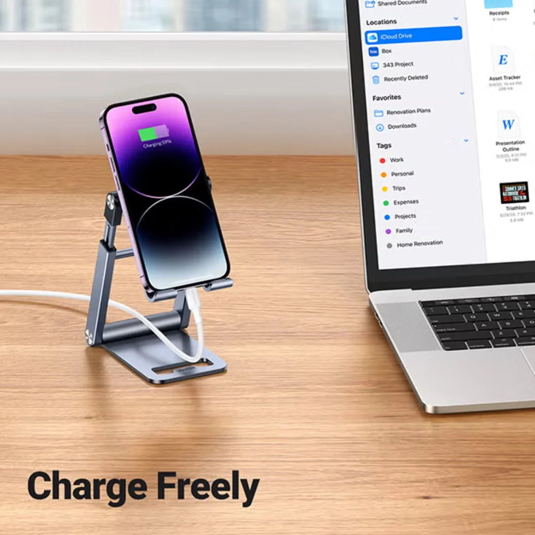 UGREEN Phone Stand Premium Metal Height Adjustable and Foldable Phone Holder for Desk LP263 - Grey