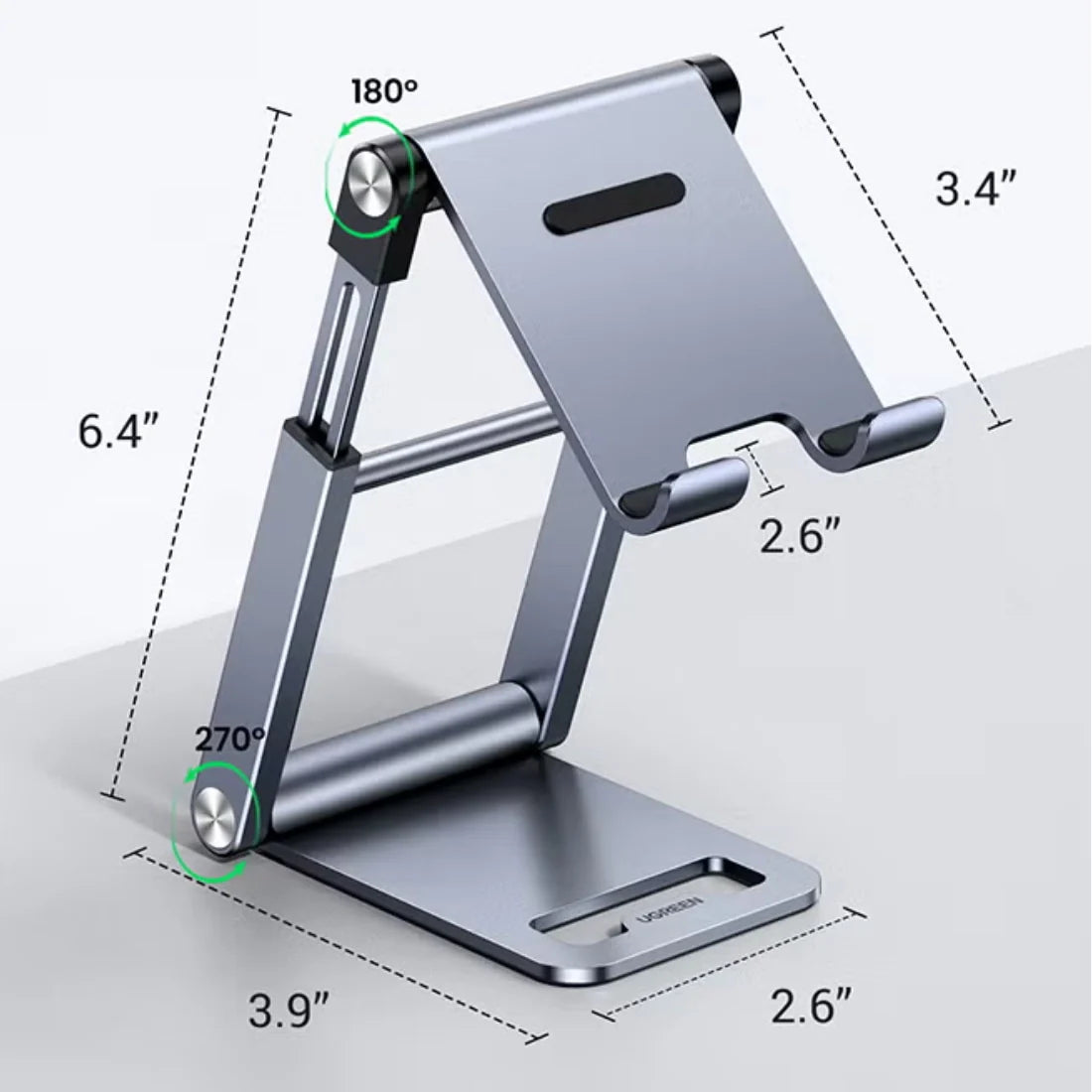 UGREEN Phone Stand Premium Metal Height Adjustable and Foldable Phone Holder for Desk LP263 - Grey