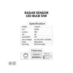 Pixelights Radar Motion Sensor LED Bulb 12W E27 - Daylight - Slide 3