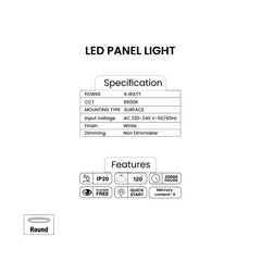 Pixelights 6W Round LED Surface Light 6500K - Daylight - Slide 3